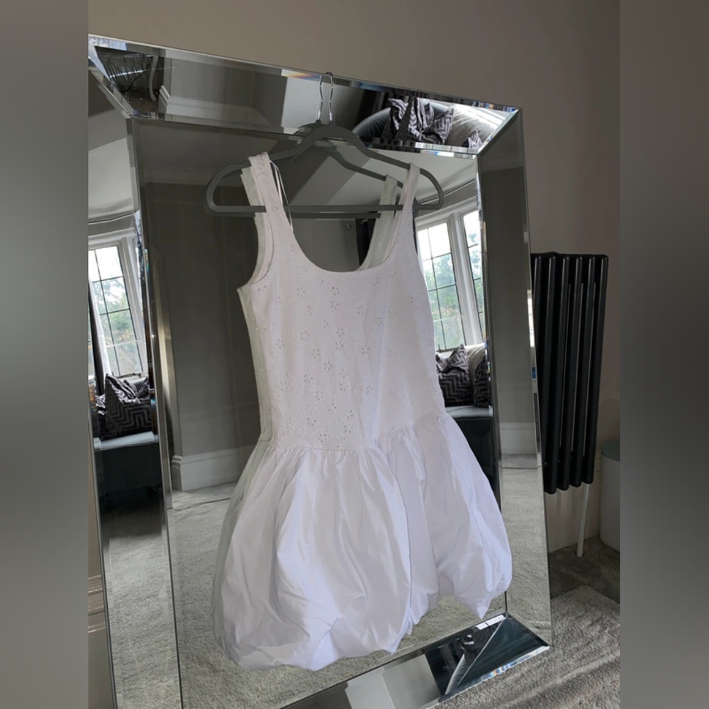Zara white mini dress embroidered balloon dress - Picture 2 of 3